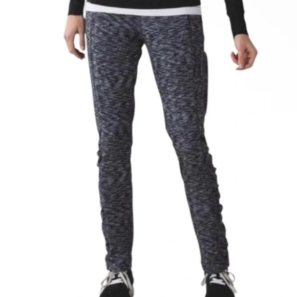 Lululemon Runderful Lined Pants 6 Black + Grey - Picture 1 of 8